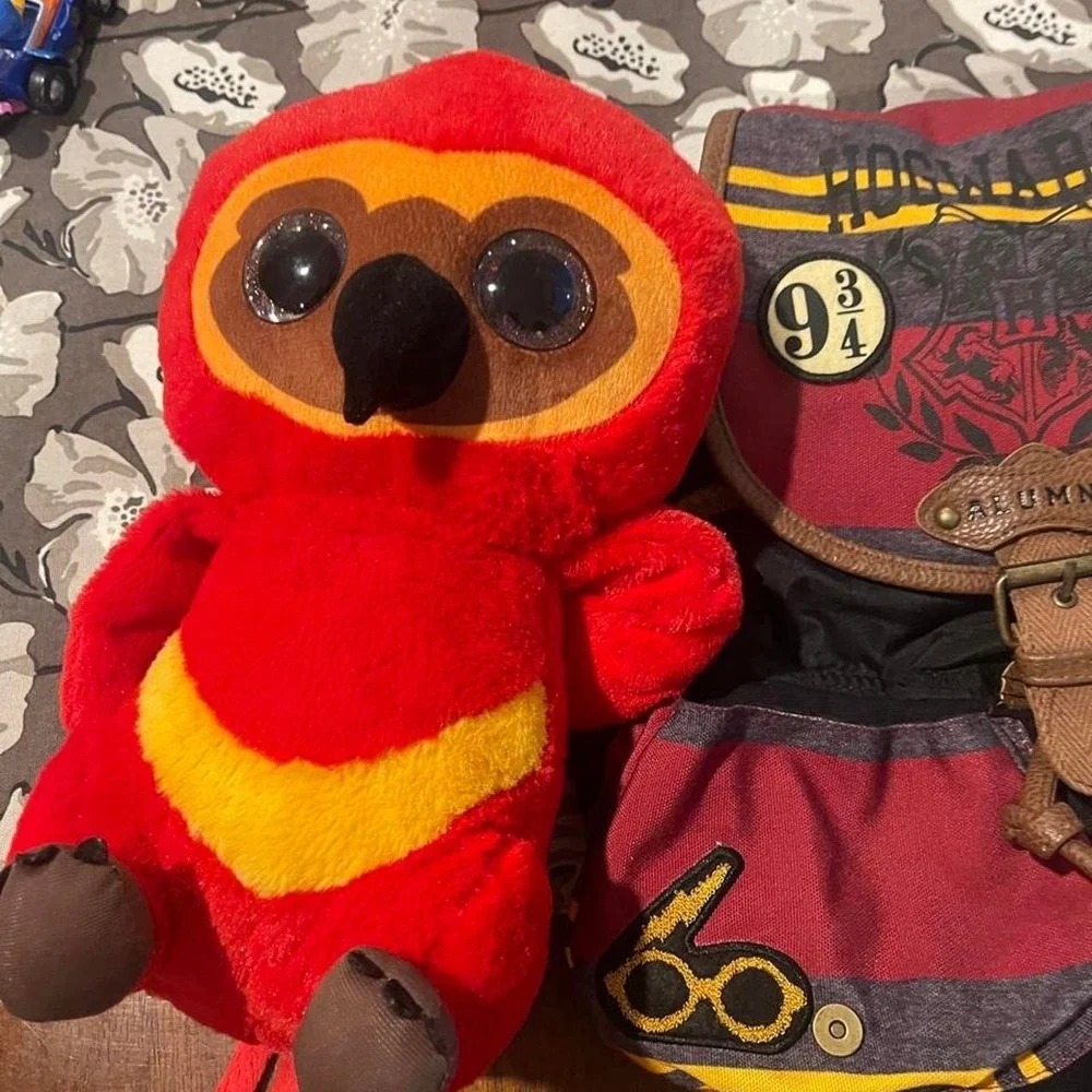 Harry Potter Gryffindor Alumni Backpack and Fawkes Phoenix Plush Bundle Kids